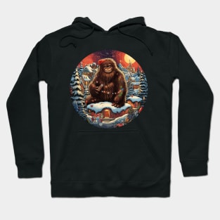 Bigfoot Squatching Through The Snow Sasquatch Christmas Xmas Hoodie